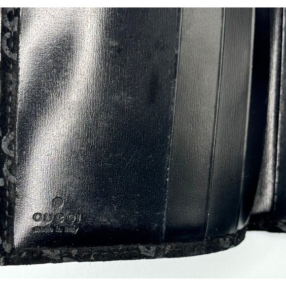 Gucci Black GG Monogram Suede Bifold Wallet with Snap Closure - Picture 7 of 8
